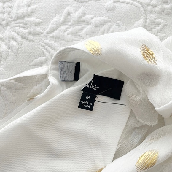 NWOT Lulus Cause to Celebrate White and Gold Dot Ruffled Tiered Midi Dress - Picture 8 of 11